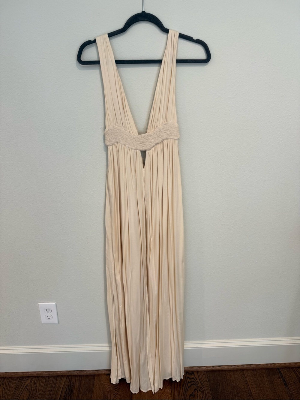 Indah Cream Deep V Maxi Dress